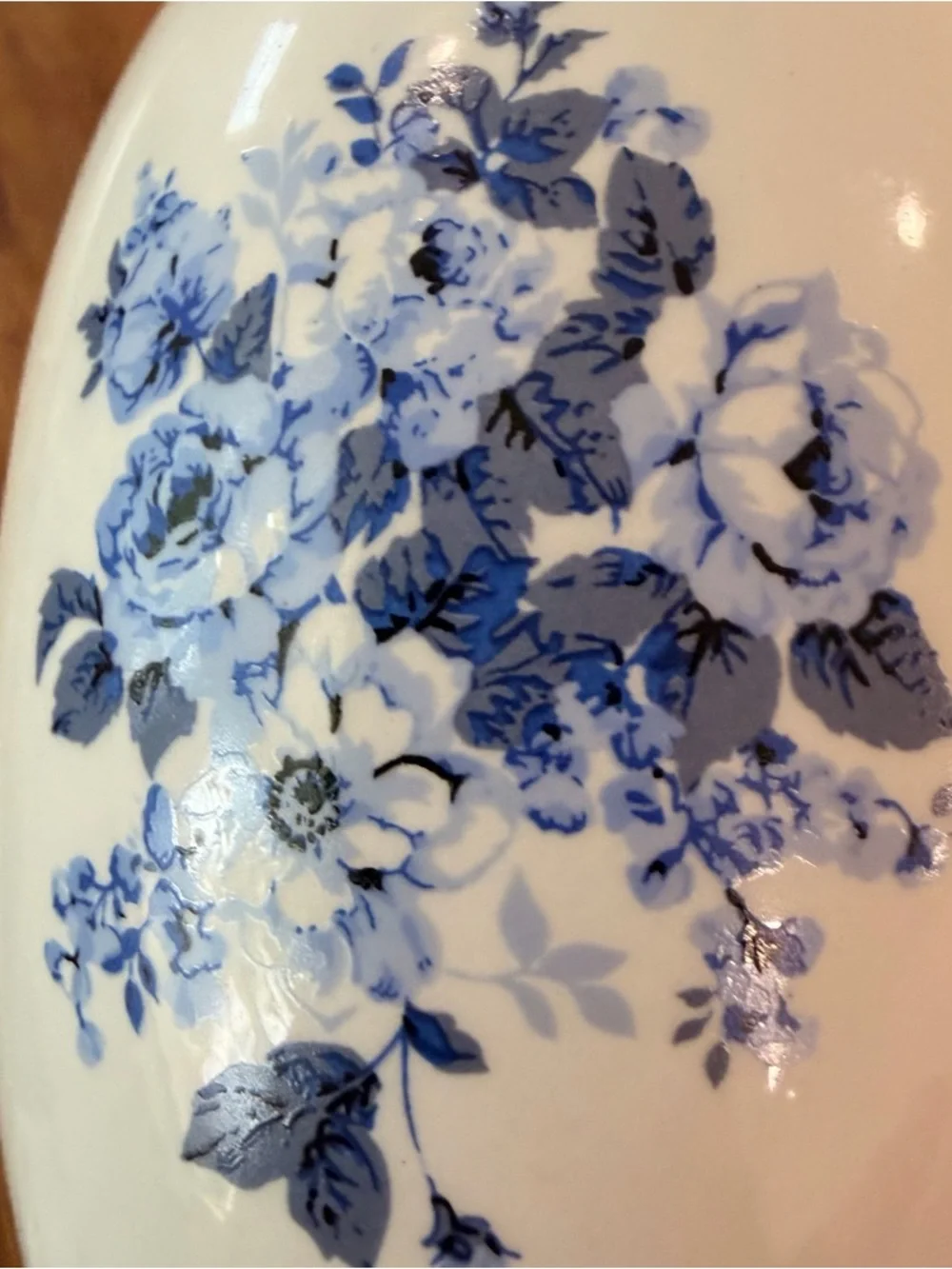 Vintage Ceramic Porcelain White & Blue Floral Toothbrush Makeup Brush Holder